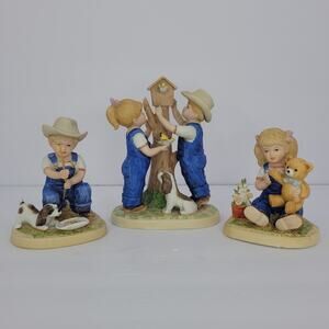 Vintage Set HOMCO Home Interiors Denim Days 1985 RETIRED